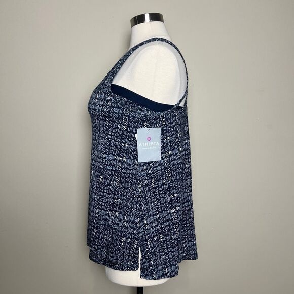 Athleta Tank Top Womens XL Navy Printed Crossback Tank Strappy Padded NEW - Picture 4 of 7